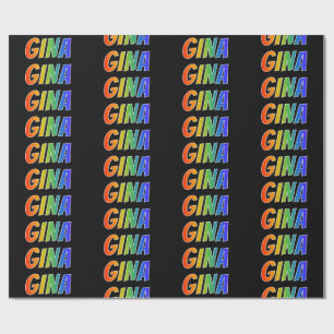 Papel De Regalo Nombre del arcoiris "GINA"; Divertido y colorido