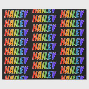 Papel De Regalo Nombre del arcoiris "HAILEY"; Divertido y colorido