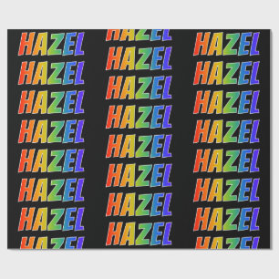 Papel De Regalo Nombre del arcoiris "HAZEL"; Divertido y colorido