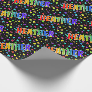 Papel De Regalo Nombre del arcoiris "HEATHER" + Estrellas