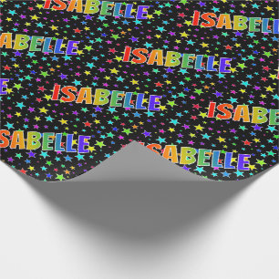 Papel De Regalo Nombre del arcoiris "ISABELLE" + estrellas