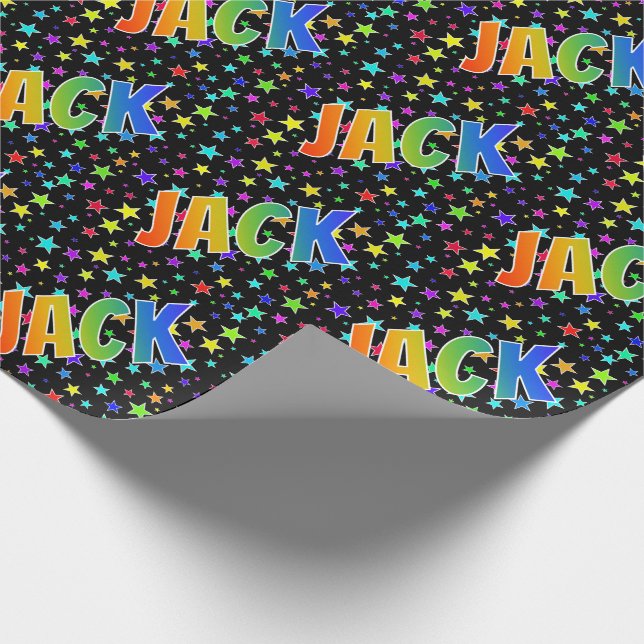 Papel De Regalo Nombre del arcoiris "JACK" + estrellas (Esquina)