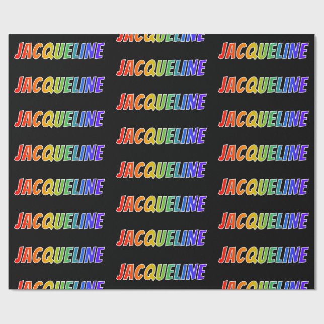 Papel De Regalo Nombre del arcoiris "JACQUELINE"; Divertido y colo (Superficie plana)