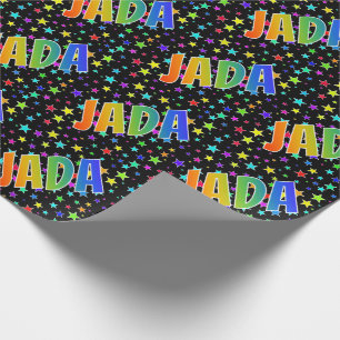 Papel De Regalo Nombre del arcoiris "JADA" + estrellas