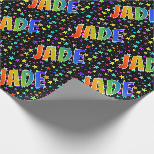 Papel De Regalo Nombre del arcoiris "JADE" + estrellas
