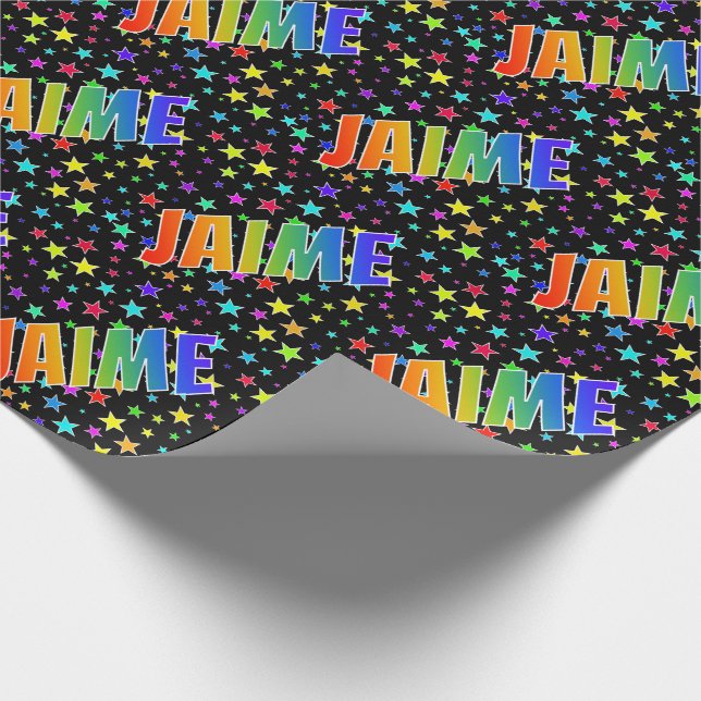 Papel De Regalo Nombre del arcoiris "JAIME" + estrellas (Esquina)
