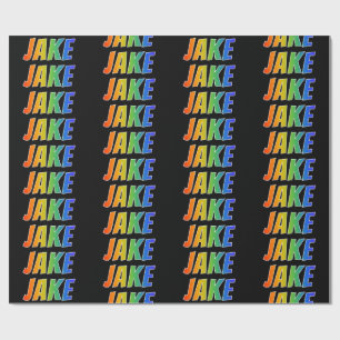Papel De Regalo Nombre del arcoiris "JAKE"; divertido y colorido