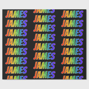 Papel De Regalo Nombre del arcoiris "JAMES"; Divertido y colorido