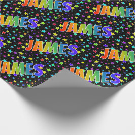 Papel De Regalo Nombre del arcoiris "JAMES" + estrellas
