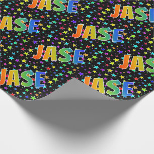 Papel De Regalo Nombre del arcoiris "JASE" + estrellas