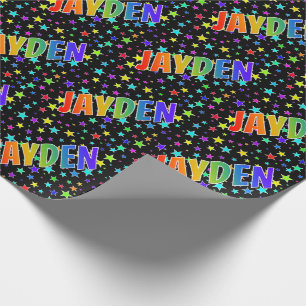 Papel De Regalo Nombre del arcoiris "JAYDEN" + estrellas
