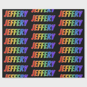 Papel De Regalo Nombre del arcoiris "JEFFERY"; Divertido y colorid