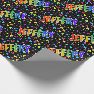 Papel De Regalo Nombre del arcoiris "JEFFERY" + estrellas