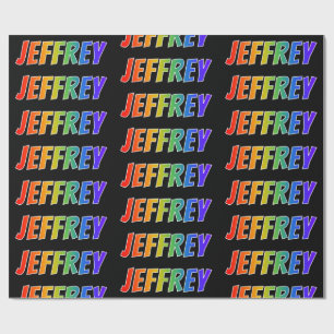 Papel De Regalo Nombre del arcoiris "JEFFREY"; Divertido y colorid