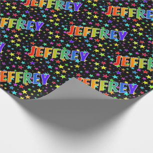Papel De Regalo Nombre del arcoiris "JEFFREY" + estrellas