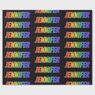 Papel De Regalo Nombre del arcoiris "JENNIFER"; Divertido y colori