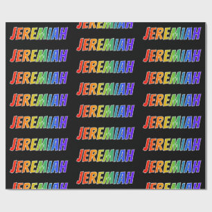 Papel De Regalo Nombre del arcoiris "JEREMIAH"; Divertido y colori