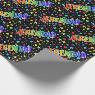 Papel De Regalo Nombre del arcoiris "JEREMIAH" + estrellas