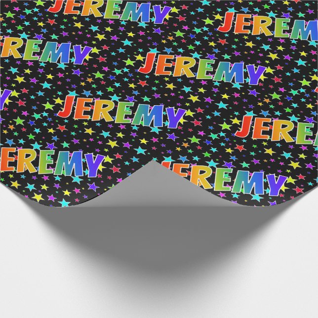 Papel De Regalo Nombre del arcoiris "JEREMY" + estrellas (Esquina)