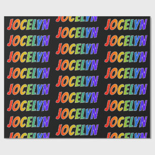Papel De Regalo Nombre del arcoiris "JOCELYN"; Divertido y colorid