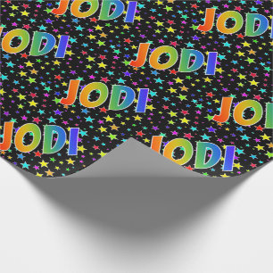 Papel De Regalo Nombre del arcoiris "JODI" + estrellas