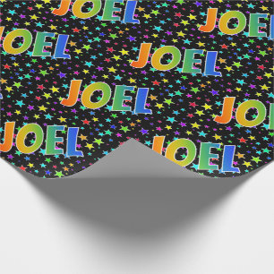 Papel De Regalo Nombre del arcoiris "JOEL" + estrellas
