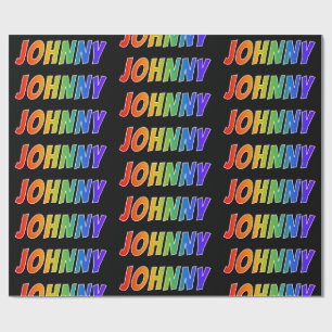 Papel De Regalo Nombre del arcoiris "JOHNNY"; Divertido y colorido