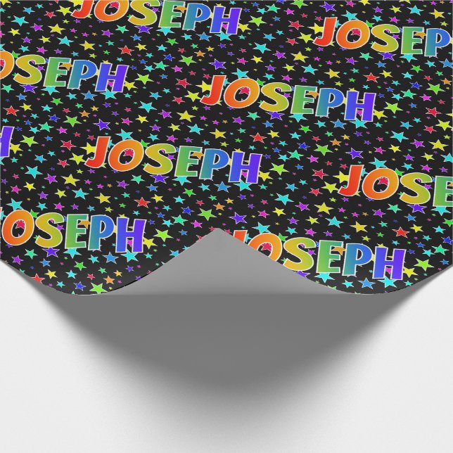 Papel De Regalo Nombre del arcoiris "JOSEPH" + estrellas (Esquina)