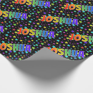 Papel De Regalo Nombre del arcoiris "JOSHUA" + estrellas