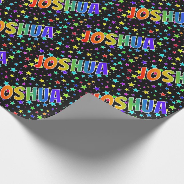 Papel De Regalo Nombre del arcoiris "JOSHUA" + estrellas (Esquina)