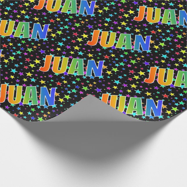 Papel De Regalo Nombre del arcoiris "JUAN" + estrellas (Esquina)