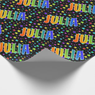 Papel De Regalo Nombre del arcoiris "JULIA" + estrellas