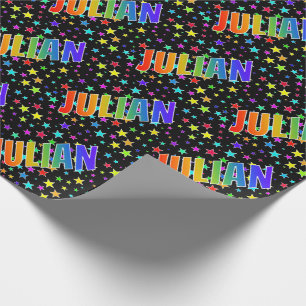 Papel De Regalo Nombre del arcoiris "JULIAN" + estrellas