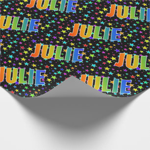 Papel De Regalo Nombre del arcoiris "JULIE" + estrellas