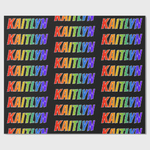 Papel De Regalo Nombre del arcoiris "KAITLYN"; divertido y colorid