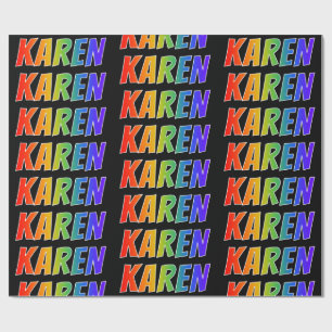 Papel De Regalo Nombre del arcoiris "KAREN"; divertido y colorido