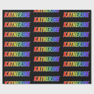 Papel De Regalo Nombre del arcoiris "KATHERINE"; Divertido y color