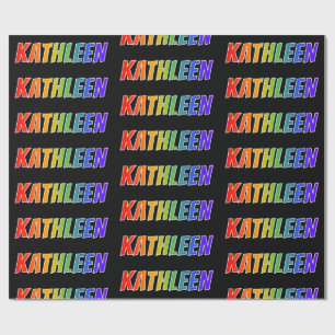 Papel De Regalo Nombre del Arcoiris "KATHLEEN"; Divertido y colori