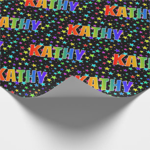 Papel De Regalo Nombre del arcoiris "KATHY" + estrellas