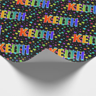 Papel De Regalo Nombre del arcoiris "KEITH" + Estrellas