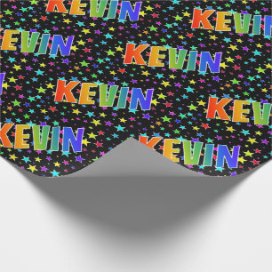 Papel De Regalo Nombre del arcoiris "KEVIN" + Estrellas