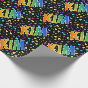 Papel De Regalo Nombre del arcoiris "KIM" + estrellas