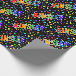 Papel De Regalo Nombre del arcoiris "KINSLEY" + estrellas