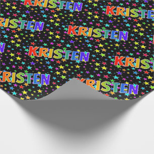 Papel De Regalo Nombre del arcoiris "KRISTEN" + estrellas