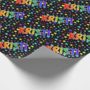 Papel De Regalo Nombre del arcoiris "KRISTI" + estrellas