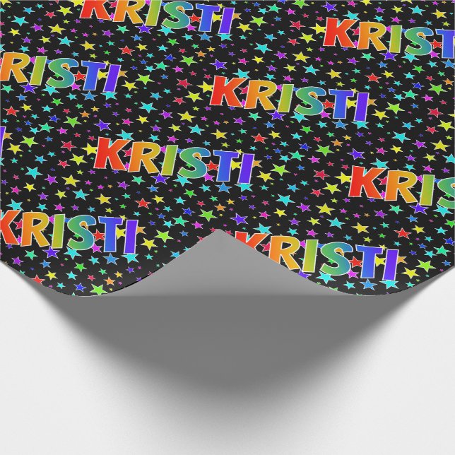 Papel De Regalo Nombre del arcoiris "KRISTI" + estrellas (Esquina)