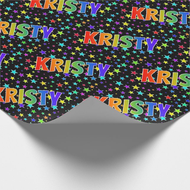 Papel De Regalo Nombre del arcoiris "KRISTY" + estrellas (Esquina)