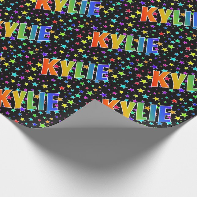 Papel De Regalo Nombre del arcoiris "KYLIE" + estrellas (Esquina)