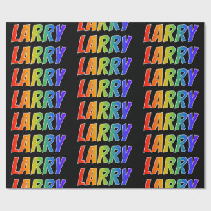 Papel De Regalo Nombre del arcoiris "LARRY"; Divertido y colorido