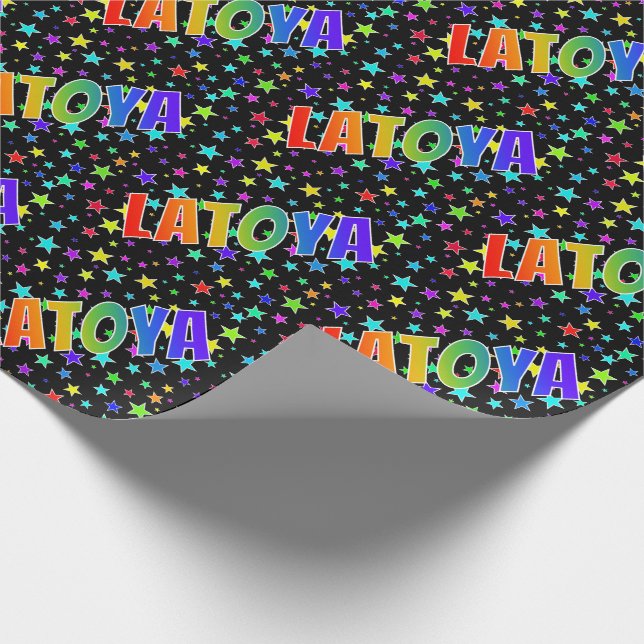 Papel De Regalo Nombre del arcoiris "LATOYA" + estrellas (Esquina)